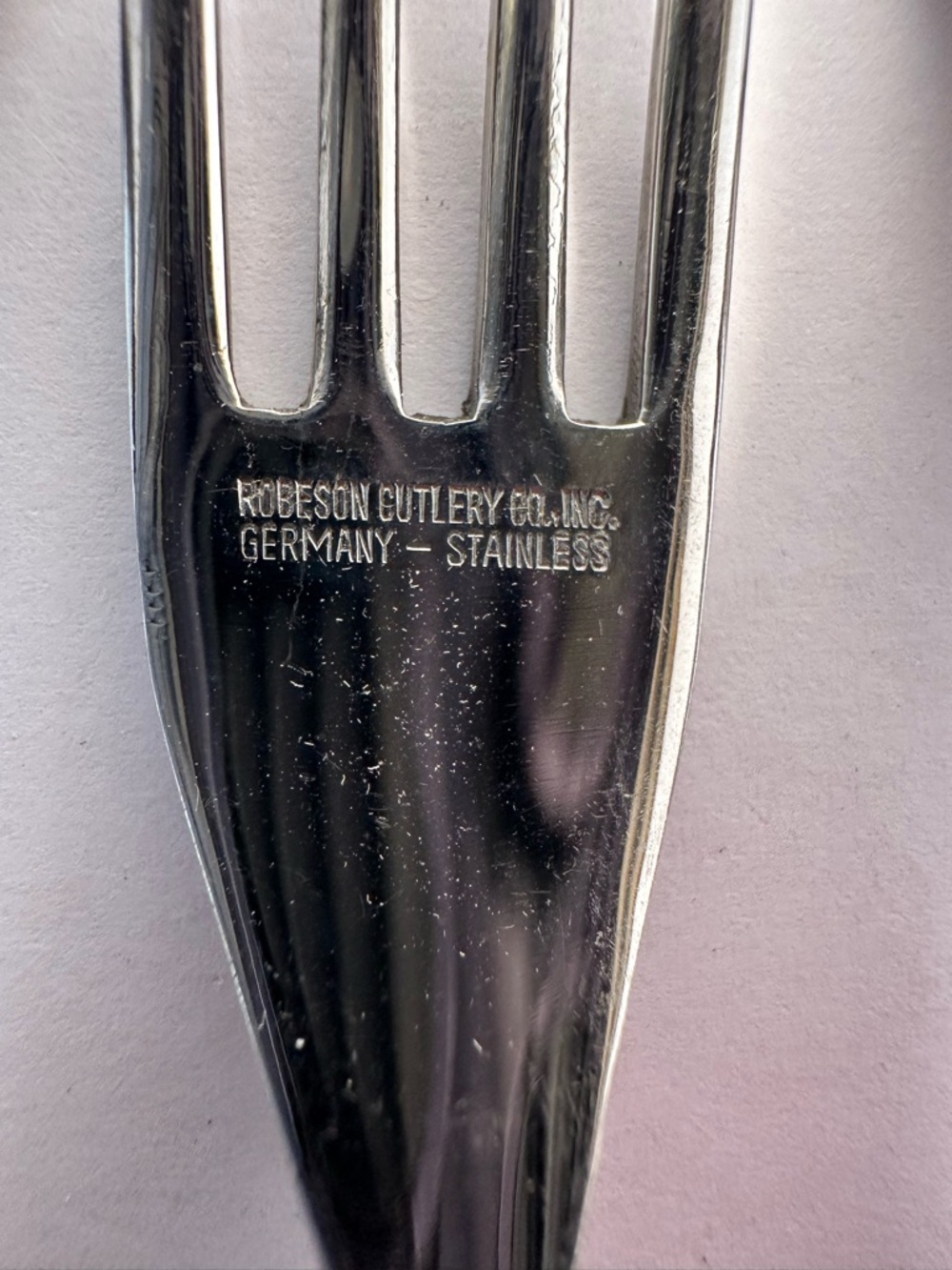 Vtg Robeson Cutlery Germany Stainless Dinner Forks Flatware Faux Wood Handle 8 - Picture 2 of 11